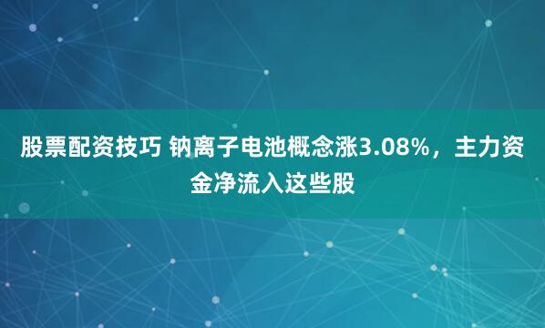 股票配资技巧 钠离子电池概念涨3.08%,主力资金净流入这些股