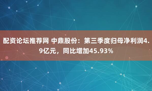 配资论坛推荐网 中鼎股份：第三季度归母净利润4.9亿元，同比增加45.93%